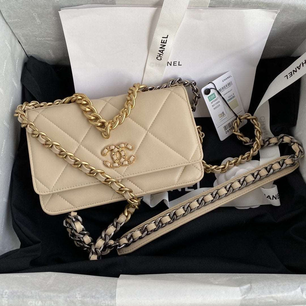Chanel 19 Wallet On Chain WOC Beige product image 1, provided for visual reference and product detail review