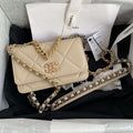 Chanel 19 Wallet On Chain WOC Beige product image 1, provided for visual reference and product detail review