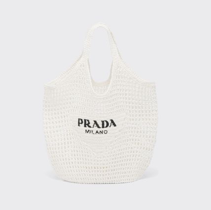Prada Raffia Tote Bag-White product image 2, provided for visual reference and product detail review