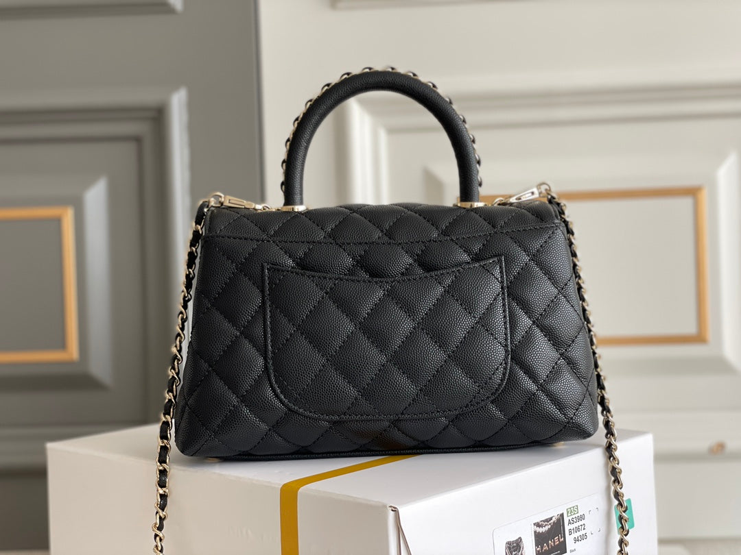 Chanel Coco Handle Black Bag Handle Flap Small/Mini Bag Black product image 2, provided for visual reference and product