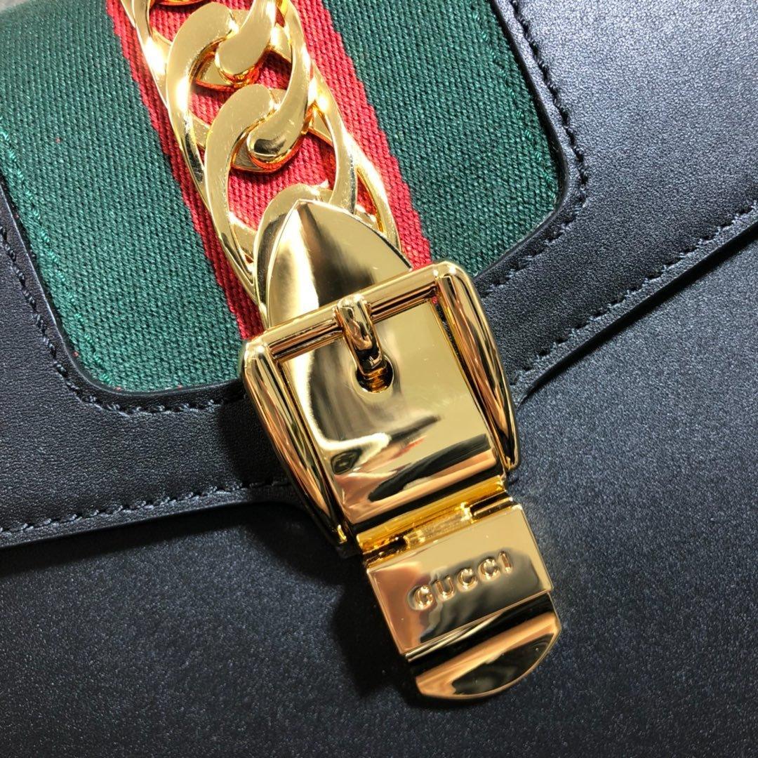Gucci GG Sylvie Leather Medium Top Handle Bag - Black product image 7, provided for visual reference and product detail