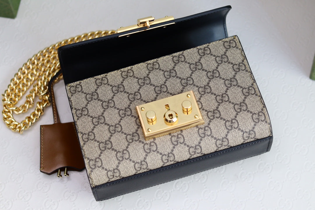 Gucci Padlock 20 Ophidia Leather Black Shoulder Bag product image 5, provided for visual reference and product detail review