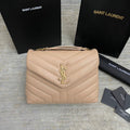 YSL Small Loulou 23 Beige Leather Gold Shoulder Bag product image 1, provided for visual reference and product detail review