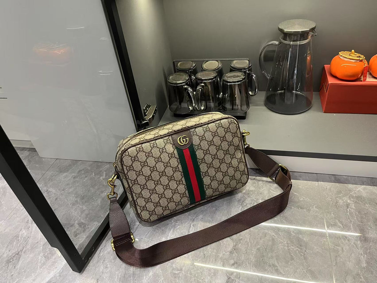 Gucci Ophidia Medium GG Supreme Canvas Shoulder Crossbody Bag with Web Stripe and Leather Trim product image 6, provided for