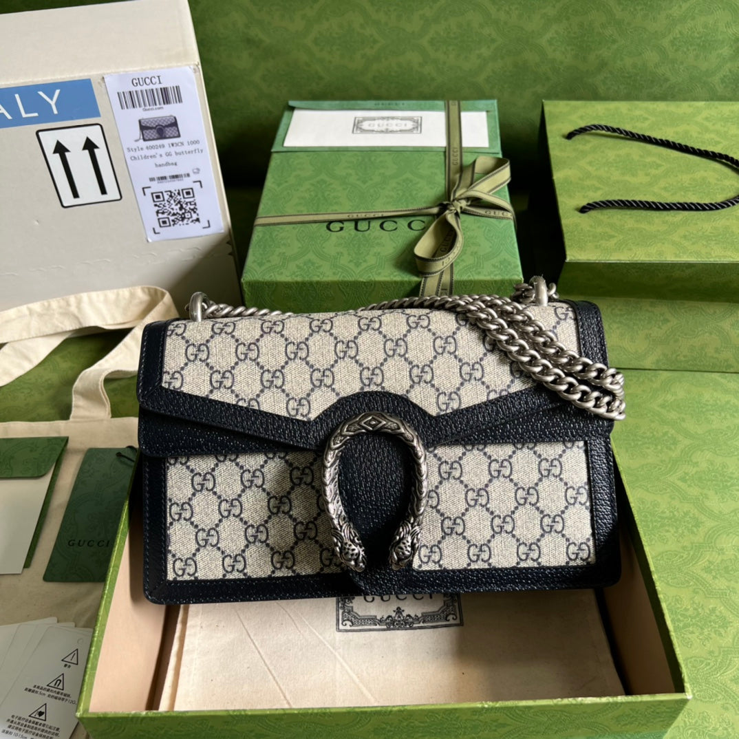 Gucci Dionysus GG Supreme Beige and Blue Shoulder Bag product image 1, provided for visual reference and product detail