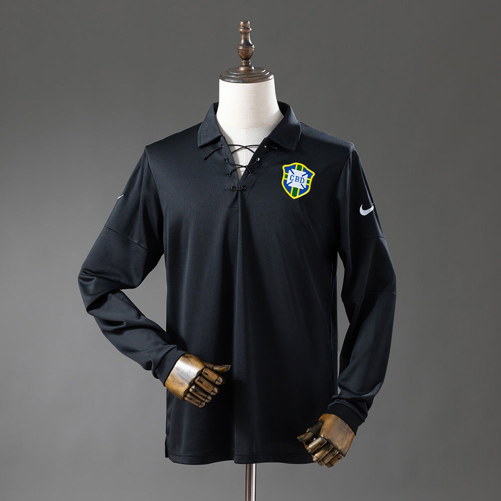 Brazil Jersey 2004 Black Retro Football Kit Long Sleeves product image 1