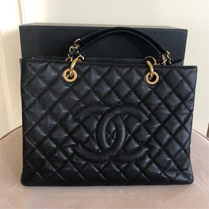 Chanel CC Blackgold Caviar Quilted Grand Shopping Tote product image 7, provided for visual reference and product detail