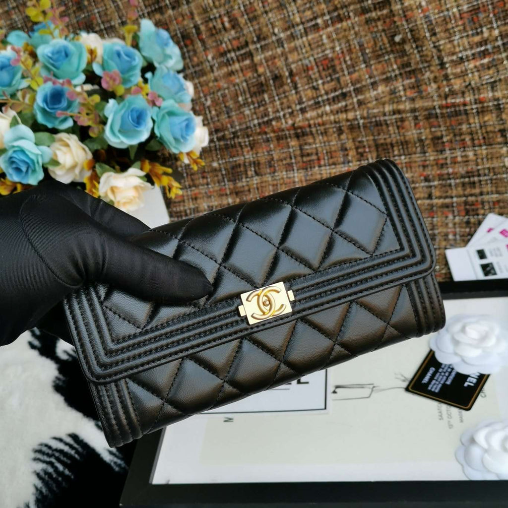 Chanel Boy Long Flap Wallet Lambskin - Black product image 3, provided for visual reference and product detail review