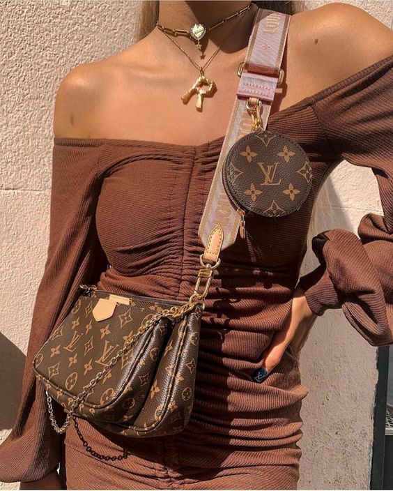 LV Multi Pochette Accessoires Monogram Canvas Crossbody Shoulder Bag with Pink Strap and Two Pouches product image 1,