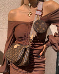 LV Multi Pochette Accessoires Monogram Canvas Crossbody Shoulder Bag with Pink Strap and Two Pouches product image 1,