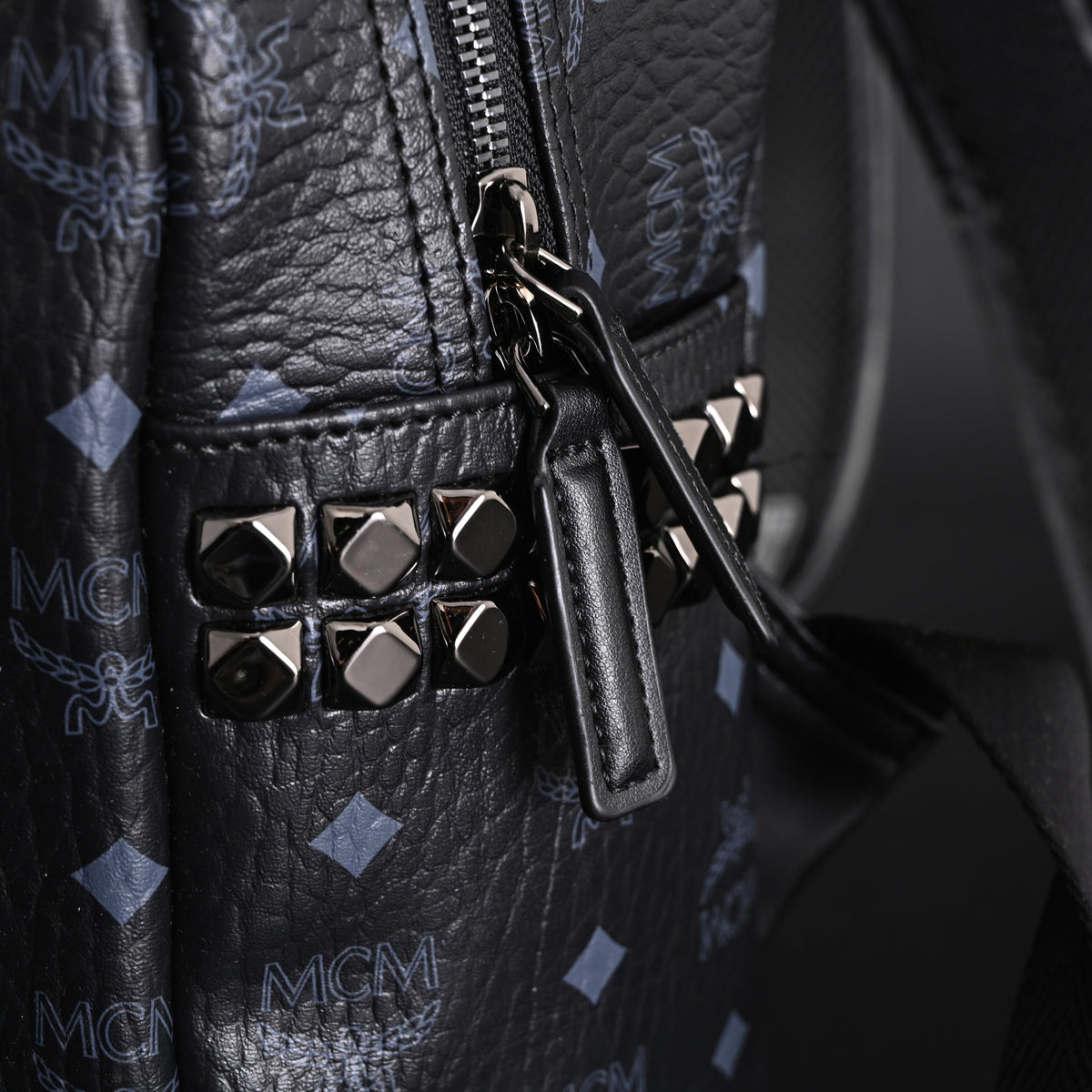 Mcm Stark Visetos Medium Backpack – Black Monogram with Studded Detailing - Black Monogram Print product image 9, provided