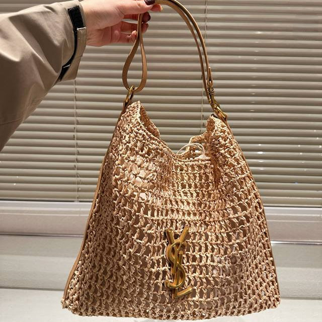 Saint Laurent YSL Raffia Tote Bag product image 5, provided for visual reference and product detail review