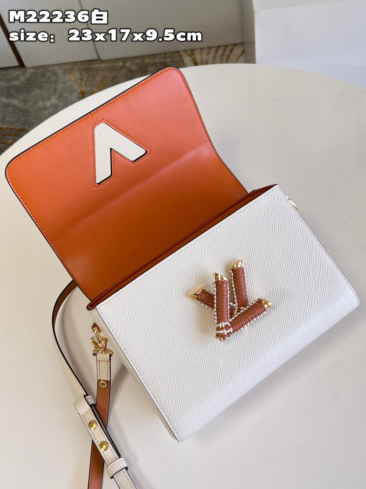LV Twist MM Epi Leather Handle Crossbody Bag with LV Twist Lock White Quartz product image 3, provided for visual reference