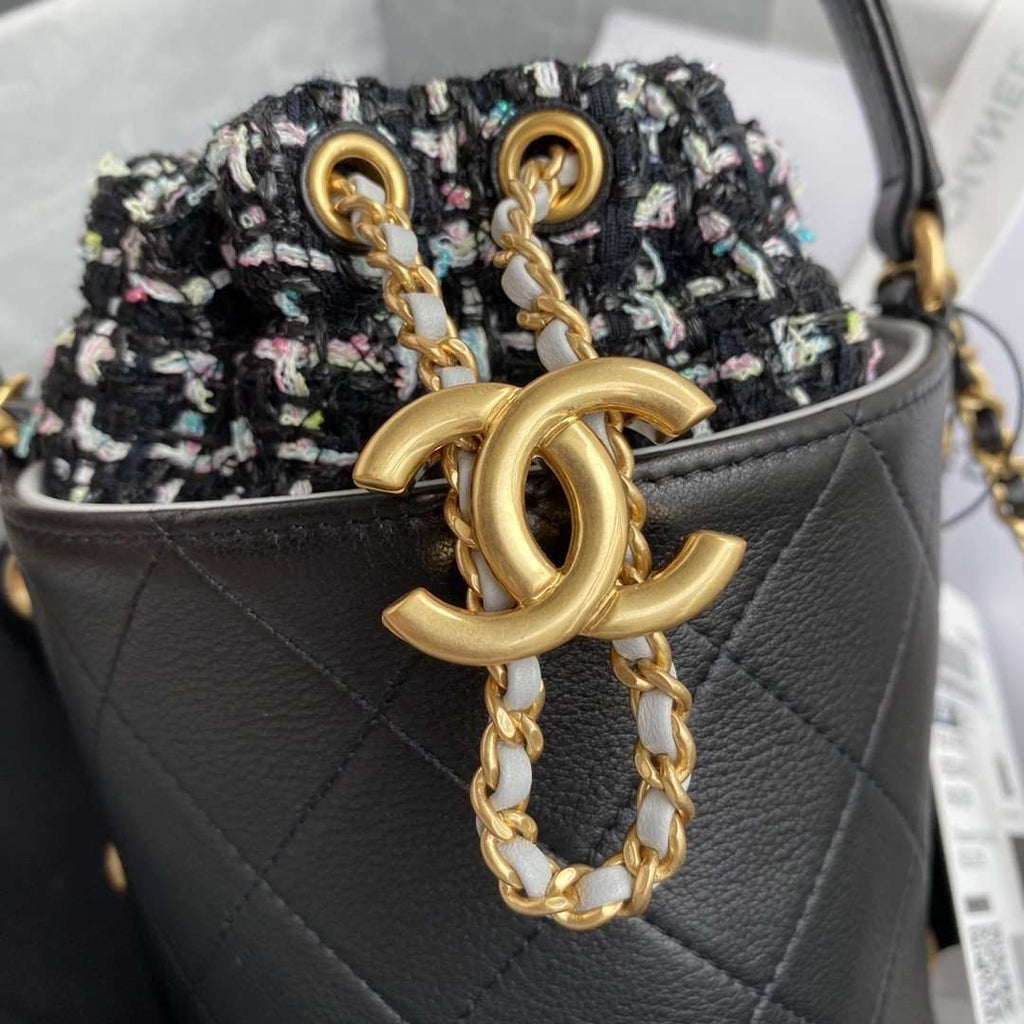 Chanel 2020 Tweed Soul Bucket Bag Black product image 6, provided for visual reference and product detail review