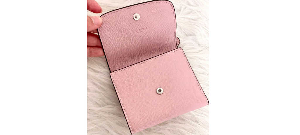 Coach Leather Small Wallet in Pink product image 7, provided for visual reference and product detail review