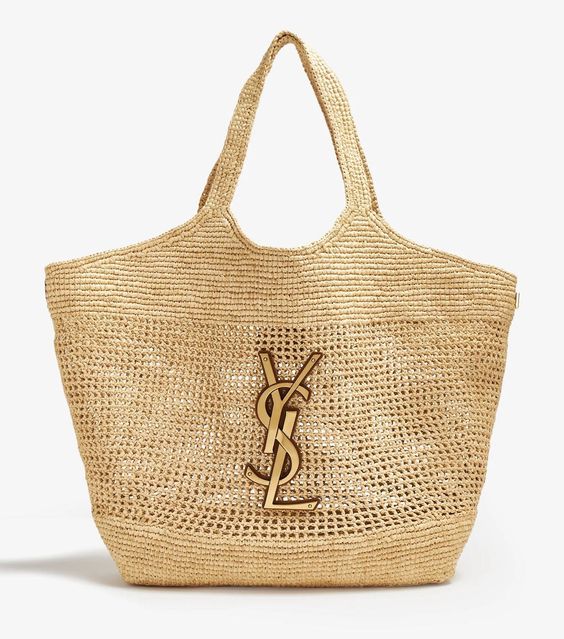 Saint Laurent YSL Raffia Icare Tote Bag product image 3, provided for visual reference and product detail review