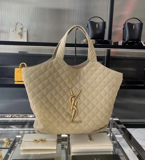 Saint Laurent Icare Extra Large Embellished Quilted Leather Tote Handbag - White product image 7, provided for visual