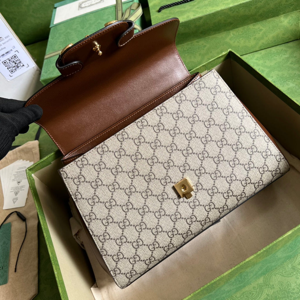 Gucci Horsebit 1955 Medium Ophidia and Brown Leather Handbag product image 6, provided for visual reference and product