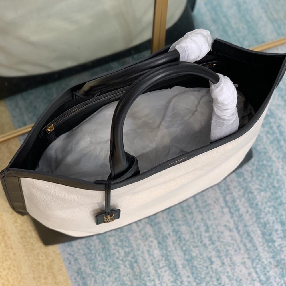 YSL Tag Hobo Bag - Beige/Black product image 4, provided for visual reference and product detail review