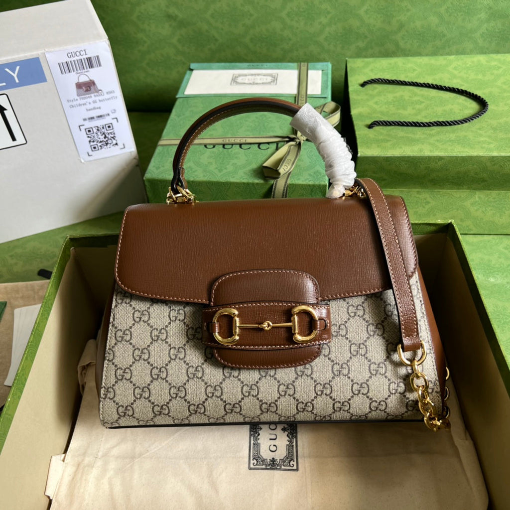 Gucci Horsebit 1955 Medium Ophidia and Brown Leather Handbag product image 8, provided for visual reference and product