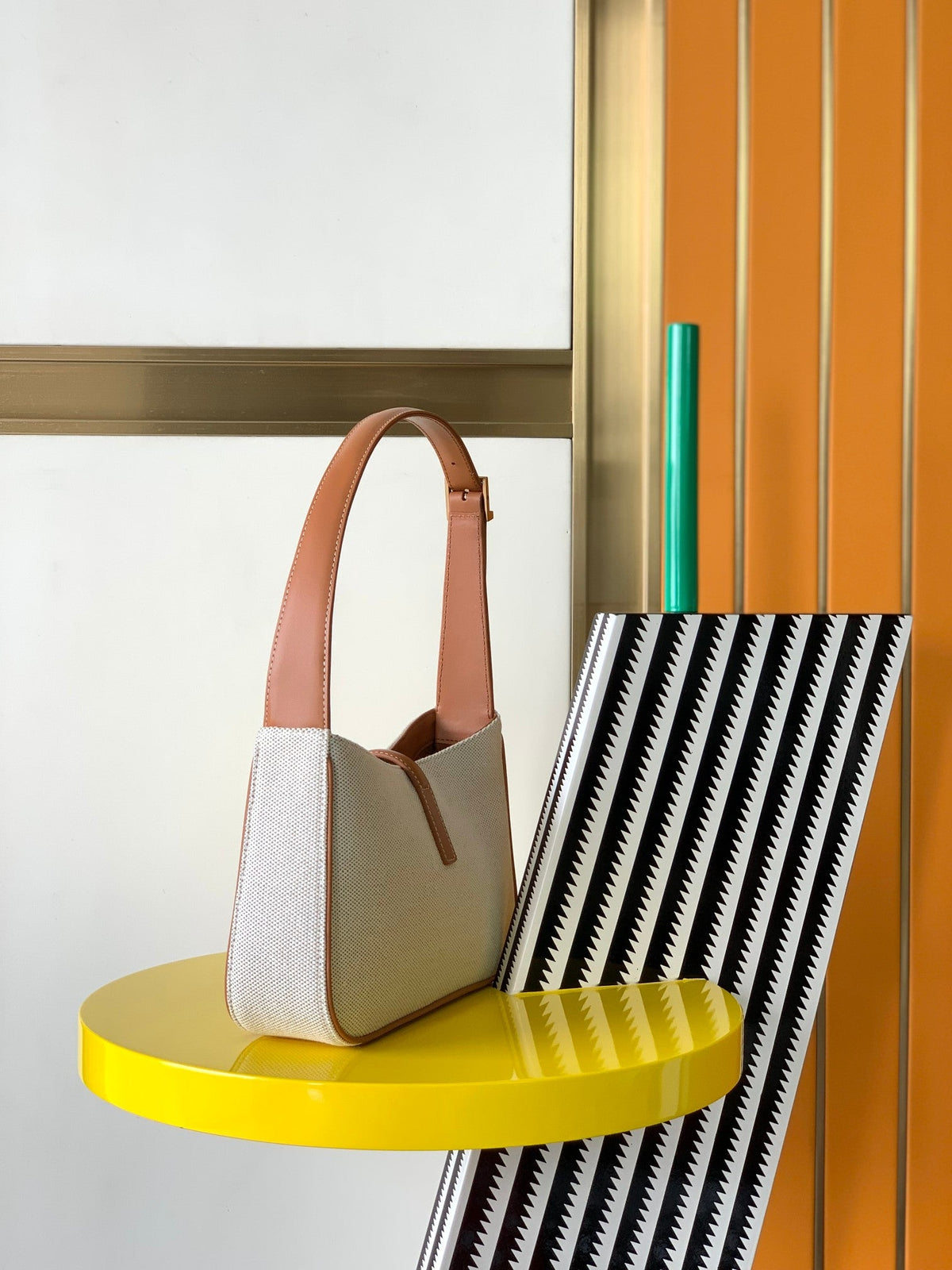 YSL Le 5 a 7 in Canvas and Leather Shoulder Bag - White product image 3, provided for visual reference and product detail