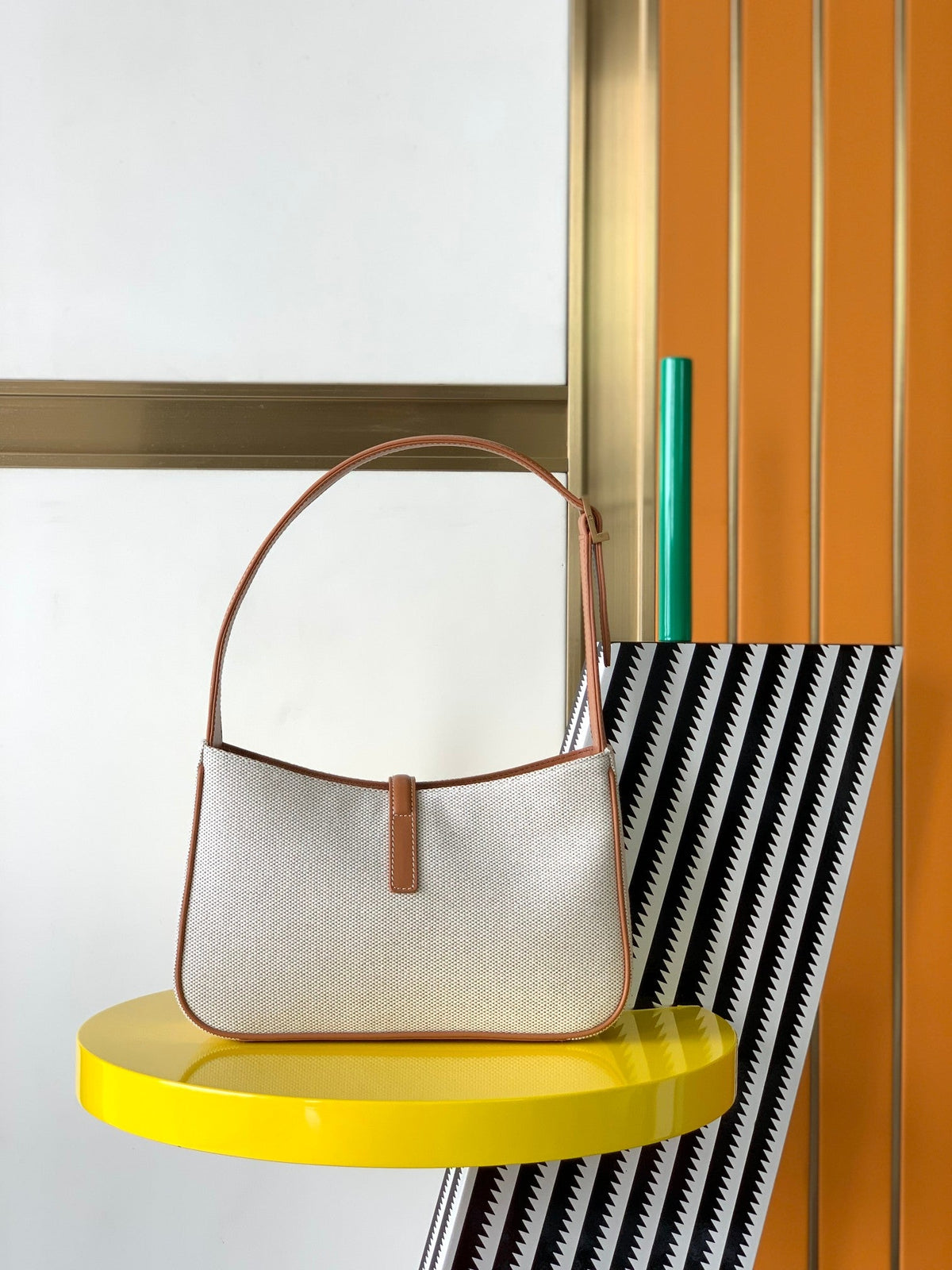 YSL Le 5 a 7 in Canvas and Leather Shoulder Bag - White product image 2, provided for visual reference and product detail