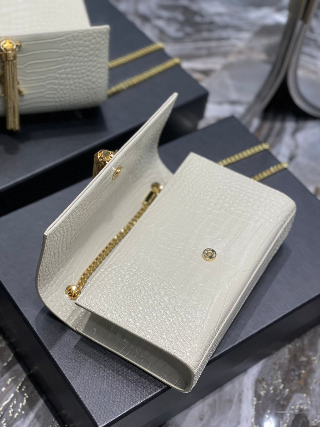 YSL Kate 24cm Shoulder Bag - White product image 4, provided for visual reference and product detail review
