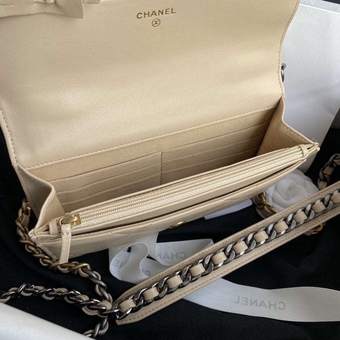 Chanel 19 Wallet On Chain WOC Beige product image 7, provided for visual reference and product detail review
