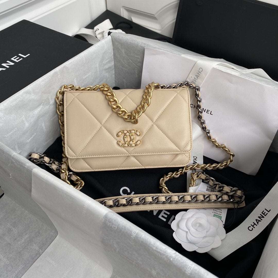 Chanel 19 Wallet On Chain WOC Beige product image 2, provided for visual reference and product detail review