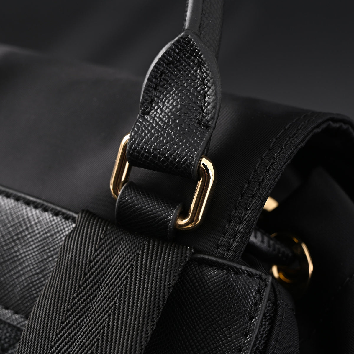 Burberry the Rucksack – Black Nylon & Leather Backpack with Gold-Tone Hardware - Black with Gold Accents product image 10,