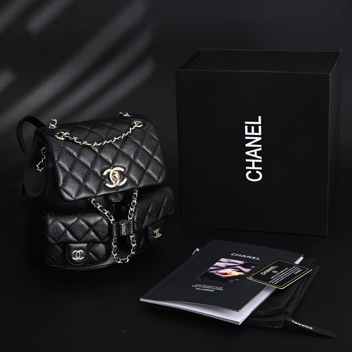Chanel Duma Backpack – Black Quilted Lambskin with Gold-Tone Hardware (24A Collection) product image 1, provided for visual