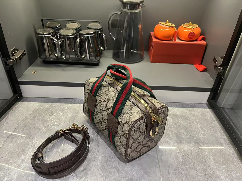 Gucci Mini GG Handbag - Beige and Dark Brown product image 2, provided for visual reference and product detail review