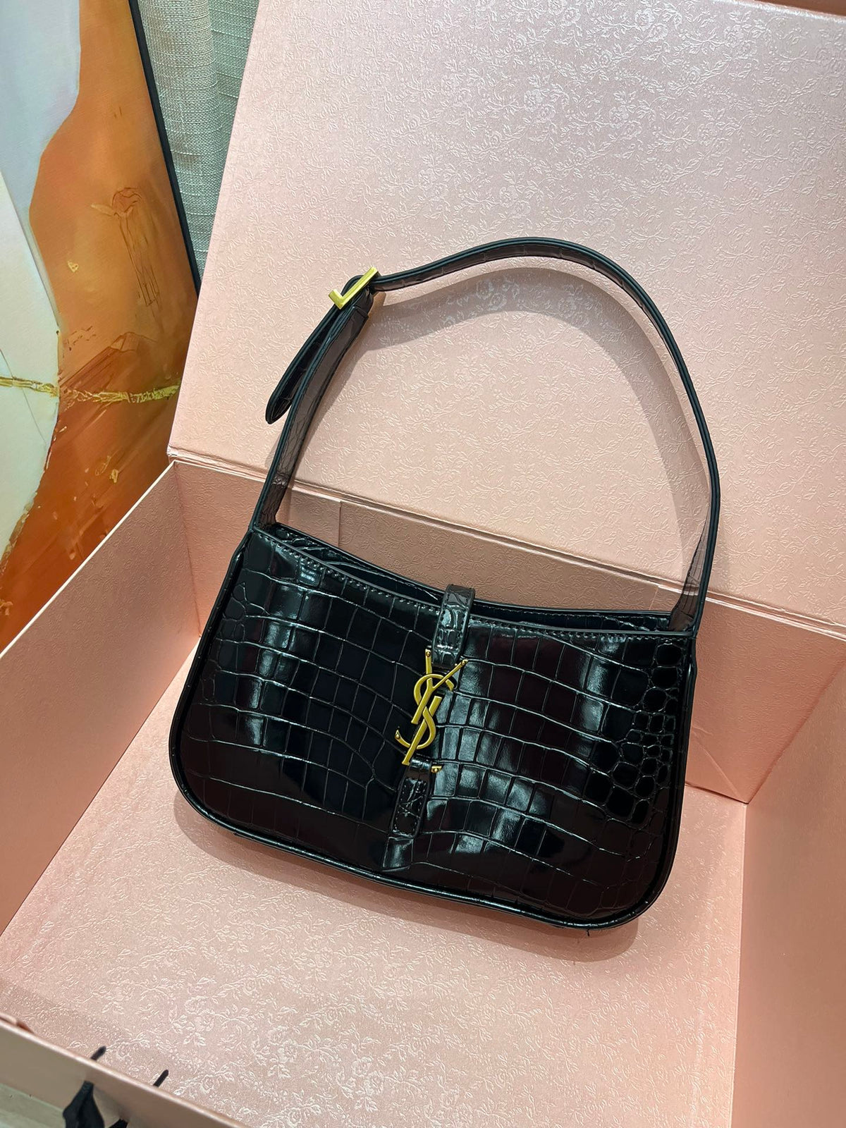 YSL Croc-Embossed the 5 To 7 Hobo Bag product image 6, provided for visual reference and product detail review