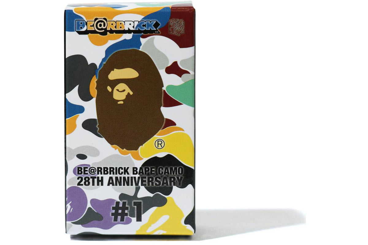 Bearbrick BAPE 28th Anniversary Camo #1 Figure - 100%, Black/Grey product image 2, provided for visual reference and product
