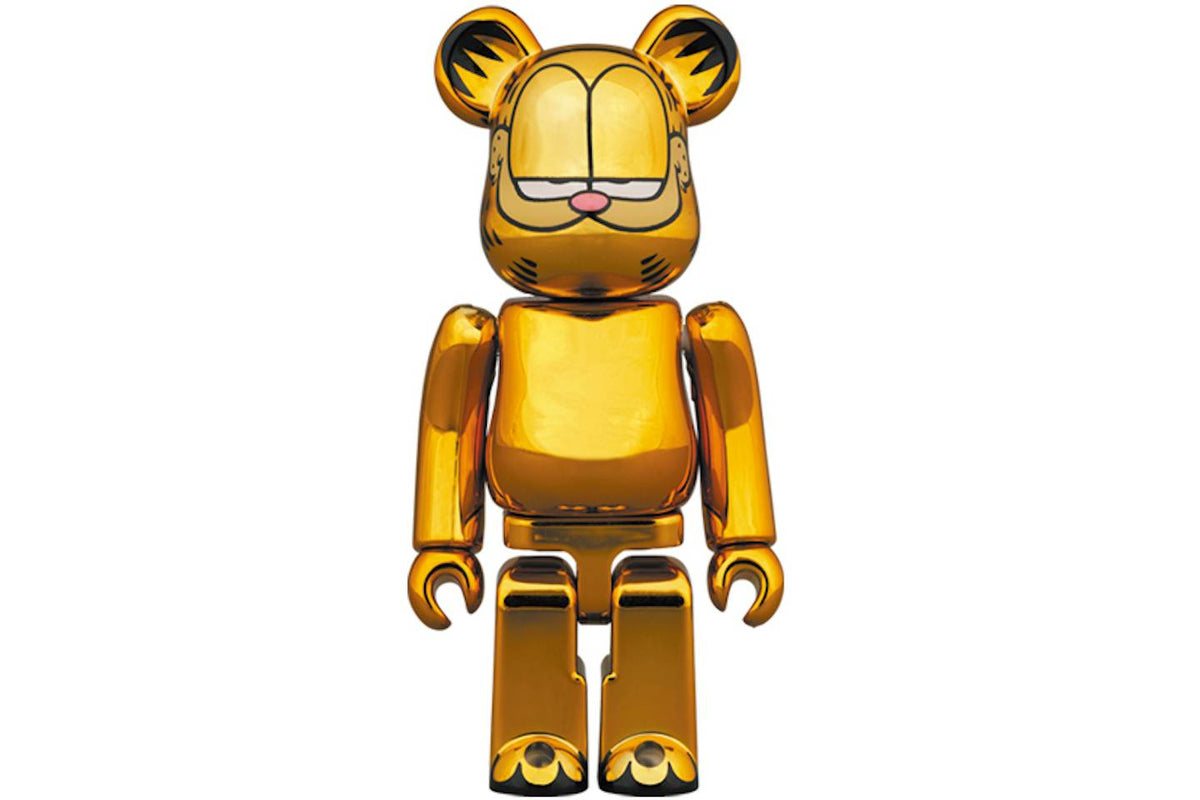 Bearbrick Garfield Gold Chrome Figure Set - 100% & 400% product image 2, provided for visual reference and product detail