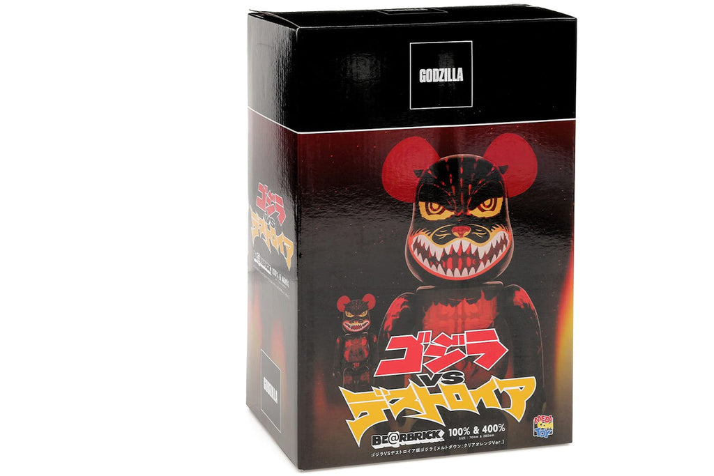 Bearbrick Godzilla vs. Destoroyah Meltdown Figure Set - 100% & 400%, Clear Orange product image 2, provided for visual