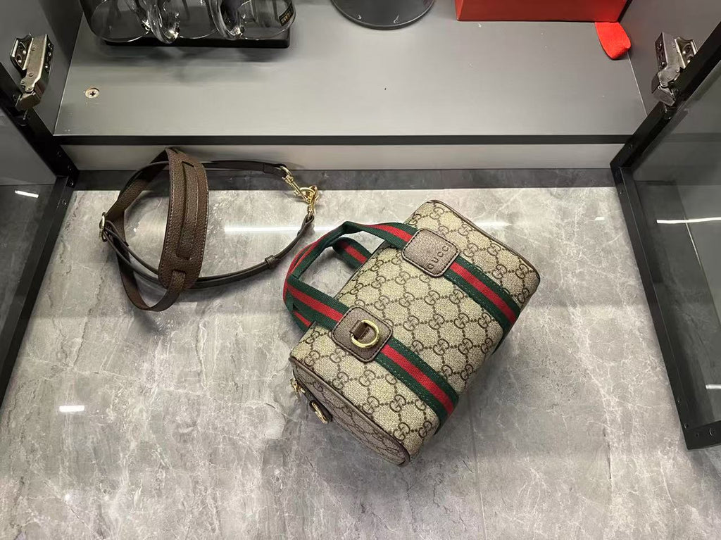 Gucci Mini GG Handbag - Beige and Dark Brown product image 11, provided for visual reference and product detail review