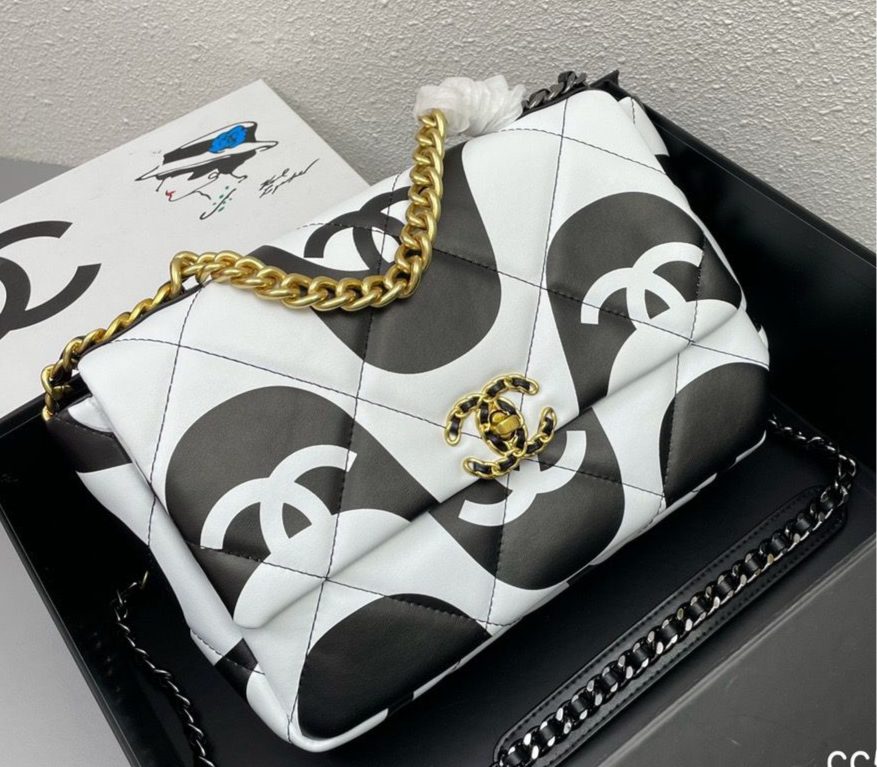 Chanel 19 Flap Bag Medium Black Ecru - Ecru and Black product image 1, provided for visual reference and product detail
