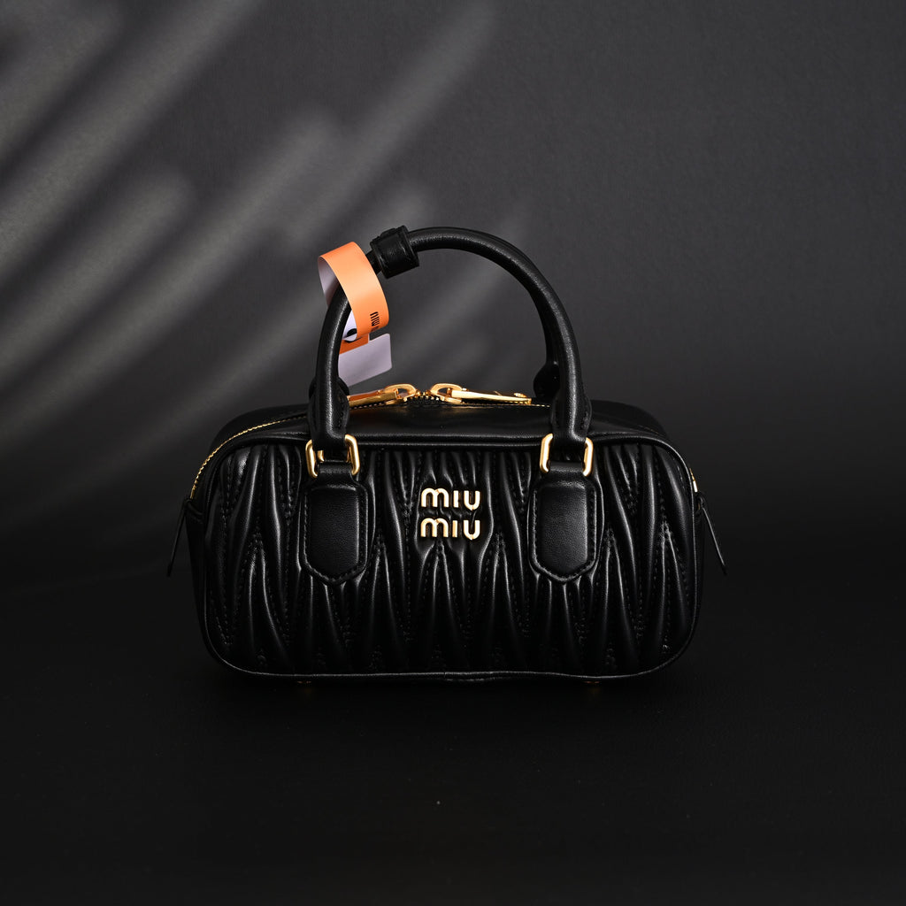 Miu Miu Black Matelassé Leather Top Handle Bag product image 7, provided for visual reference and product detail review