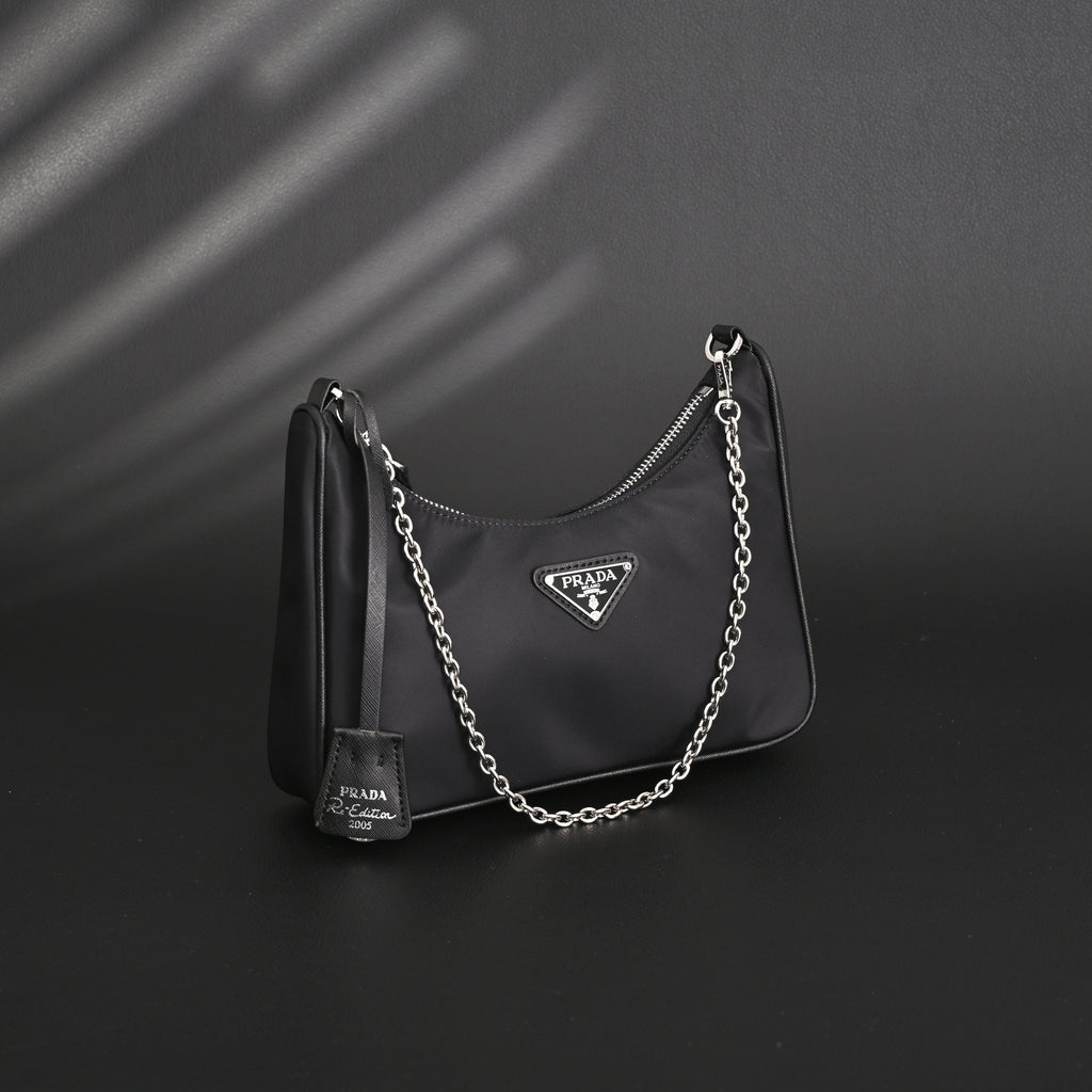 Prada Re-Edition 2005 Nylon Shoulder Bag – Black - Black with Silver-Tone Hardware product image 8, provided for visual