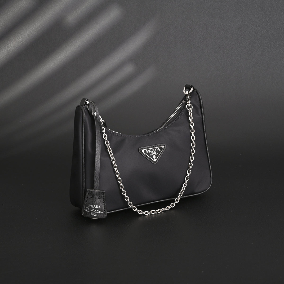 Prada Re-Edition 2005 Nylon Shoulder Bag – Black - Black with Silver-Tone Hardware product image 8, provided for visual