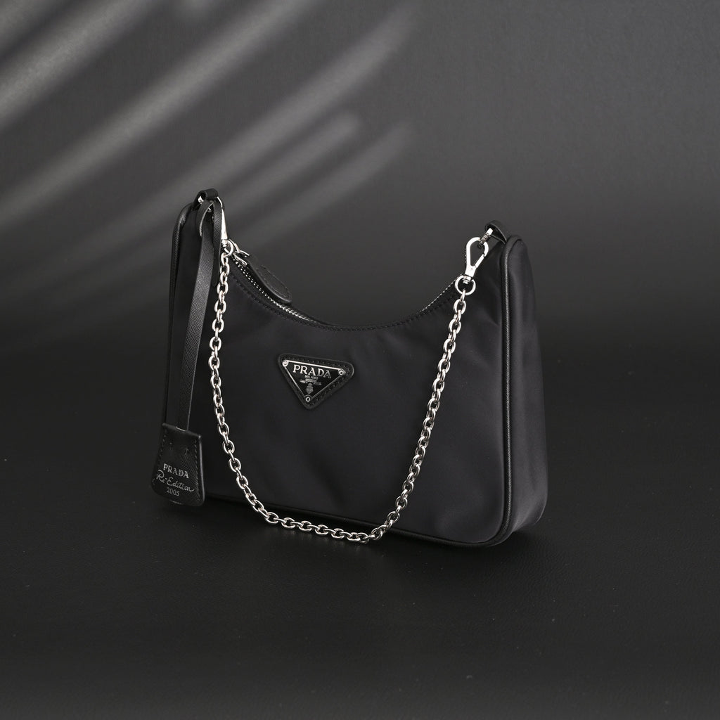 Prada Re-Edition 2005 Nylon Shoulder Bag – Black - Black with Silver-Tone Hardware product image 21, provided for visual
