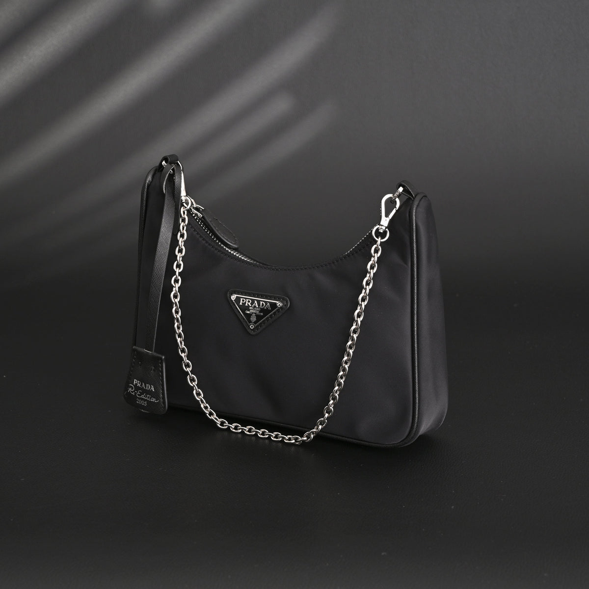 Prada Re-Edition 2005 Nylon Shoulder Bag – Black - Black with Silver-Tone Hardware product image 21, provided for visual