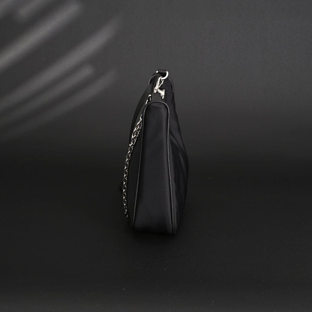 Prada Re-Edition 2005 Nylon Shoulder Bag – Black - Black with Silver-Tone Hardware product image 10, provided for visual