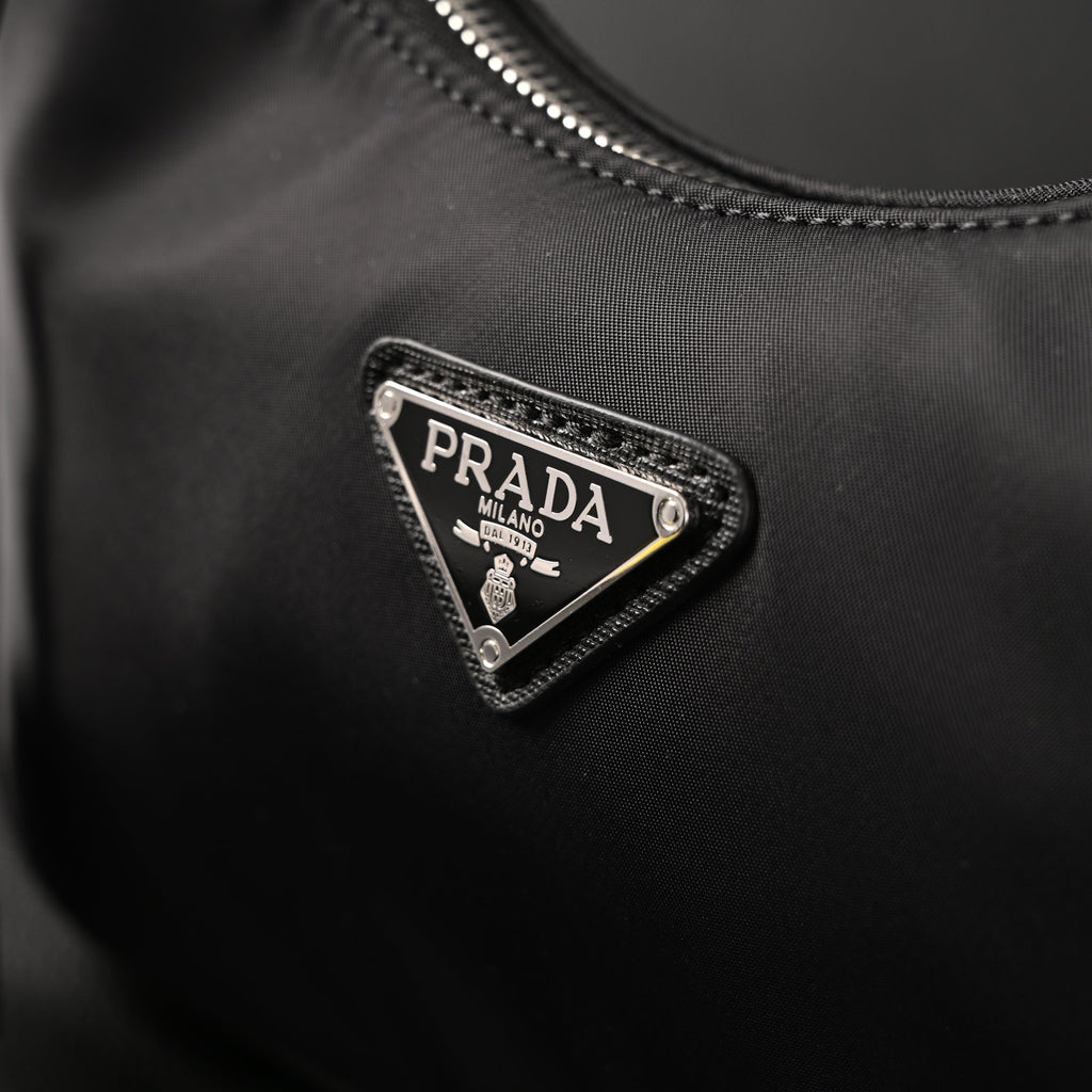 Prada Re-Edition 2005 Nylon Shoulder Bag – Black - Black with Silver-Tone Hardware product image 11, provided for visual