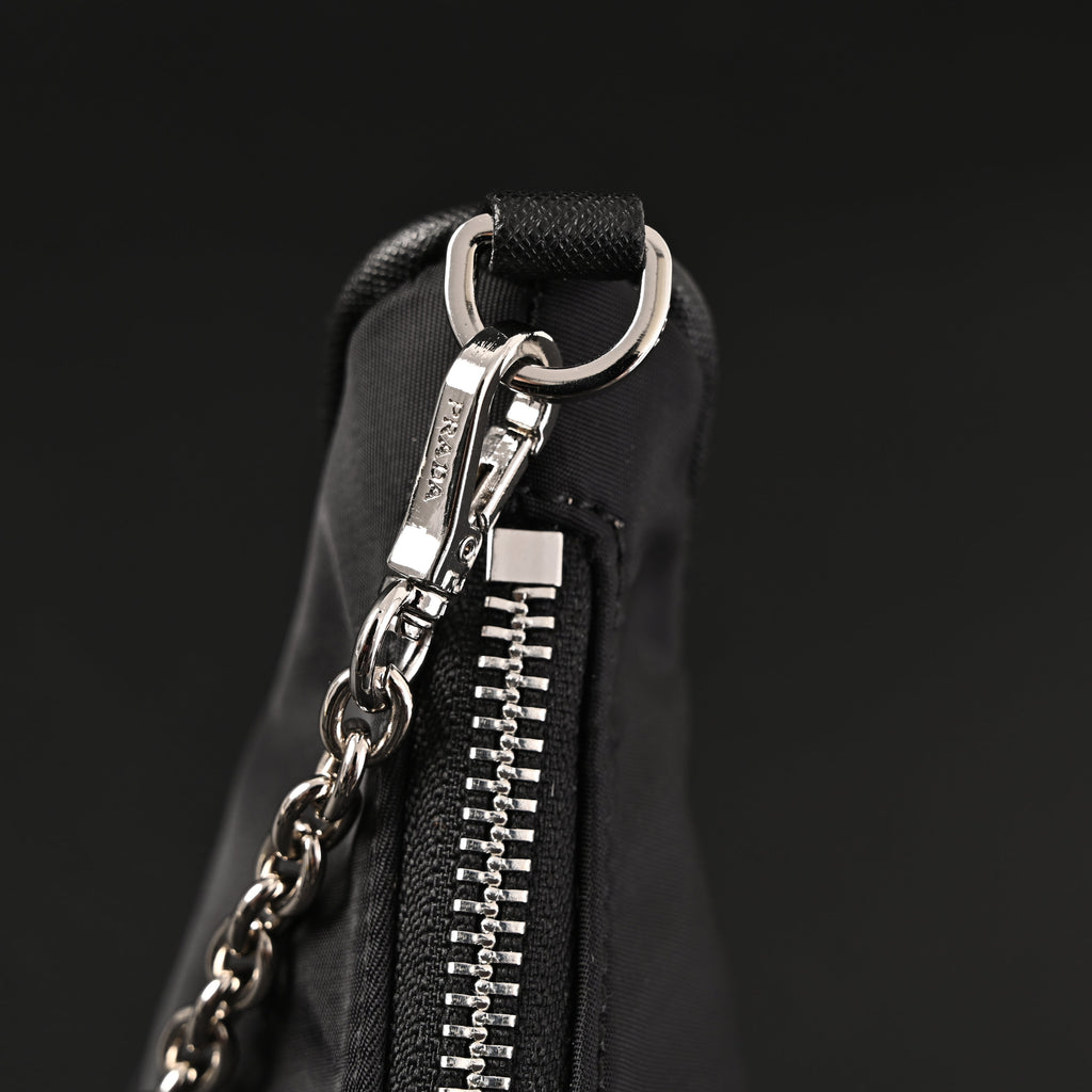 Prada Re-Edition 2005 Nylon Shoulder Bag – Black - Black with Silver-Tone Hardware product image 2, provided for visual
