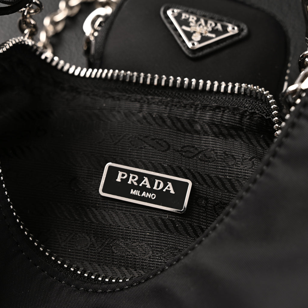 Prada Re-Edition 2005 Nylon Shoulder Bag – Black - Black with Silver-Tone Hardware product image 3, provided for visual