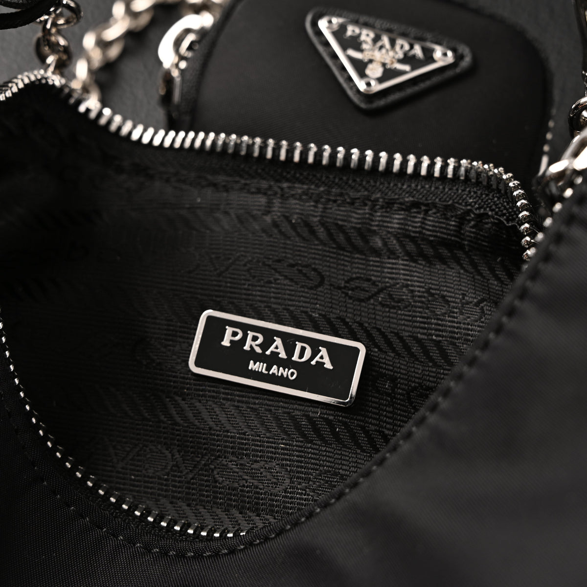 Prada Re-Edition 2005 Nylon Shoulder Bag – Black - Black with Silver-Tone Hardware product image 3, provided for visual