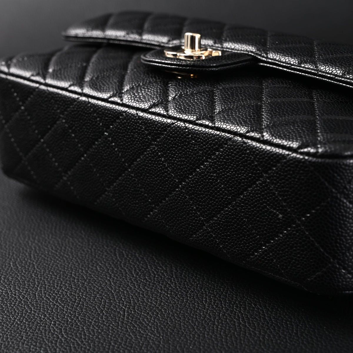 Chanel Classic Flap Bag – Black Quilted Caviar Leather with Gold-Tone Hardware product image 7, provided for visual