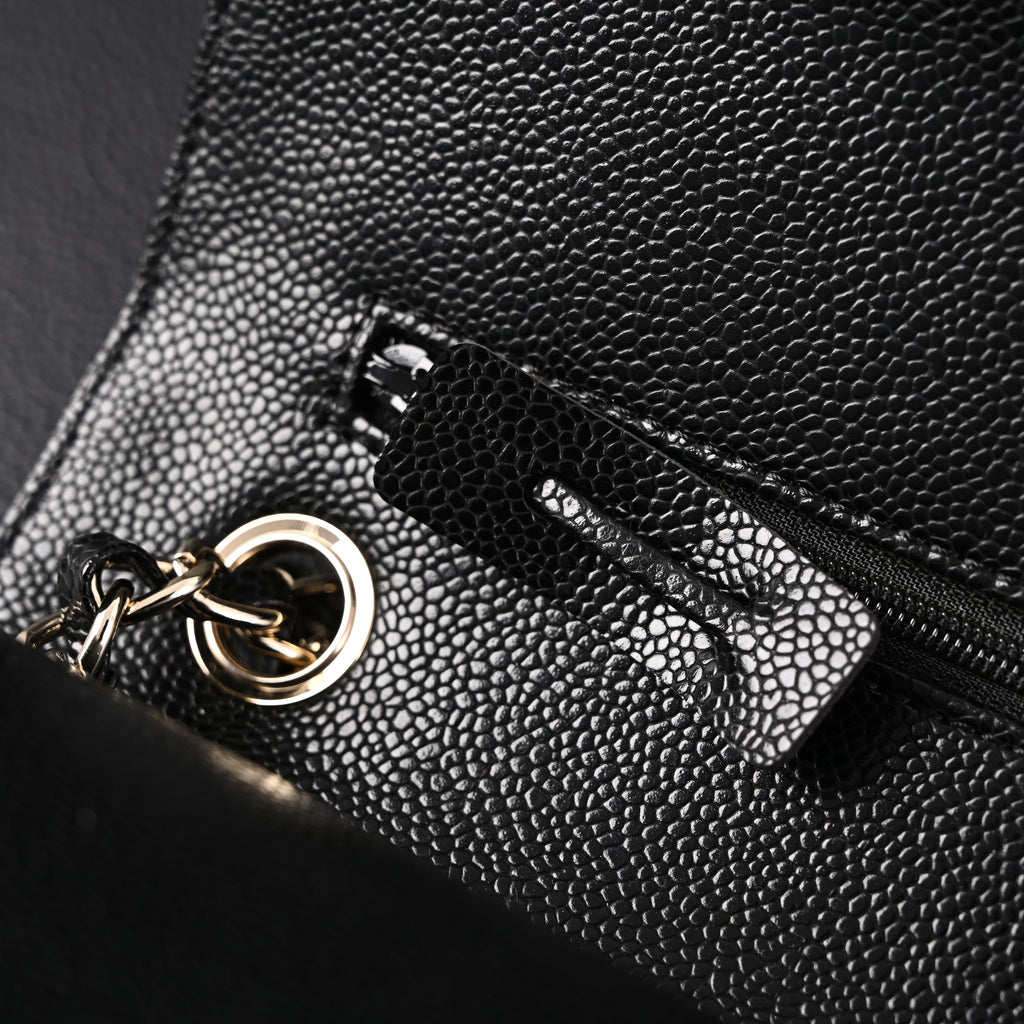 Chanel Classic Flap Bag – Black Quilted Caviar Leather with Gold-Tone Hardware product image 10, provided for visual
